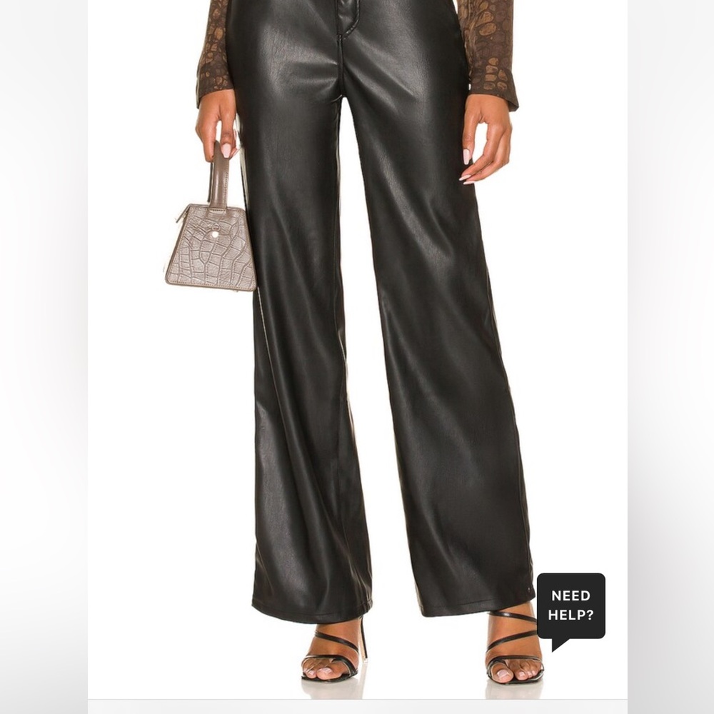Dawson Wide Leg Pant in Black Faux Leather AFRM - 29
